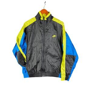 Nike Gray Tag Vintage 80s 90s Windbreaker Jacket Color Block Black Yellow Medium
